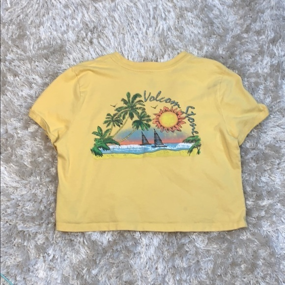 Tillys yellow crop top t shirt